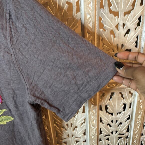Pacsun Floral Embroidered Oversized Resort Vacation Camp Shirt Retro SZ LARGE - Picture 3 of 7